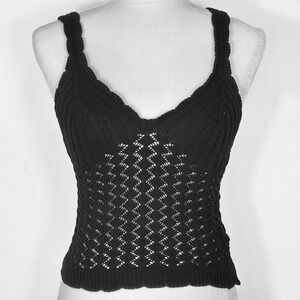 H&M Crochet Look Knit Vest Top Womens S Whimsygoth Witchy Scalloped Edges
